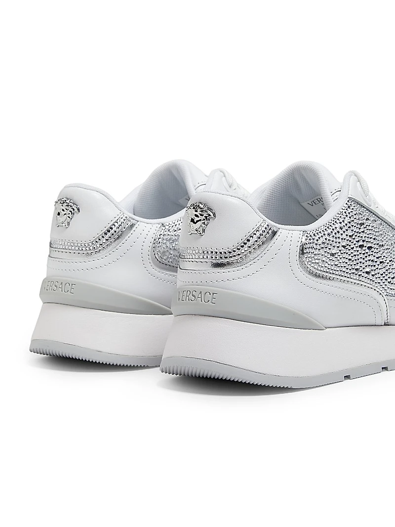 Embellished Leather Low-Top Sneakers