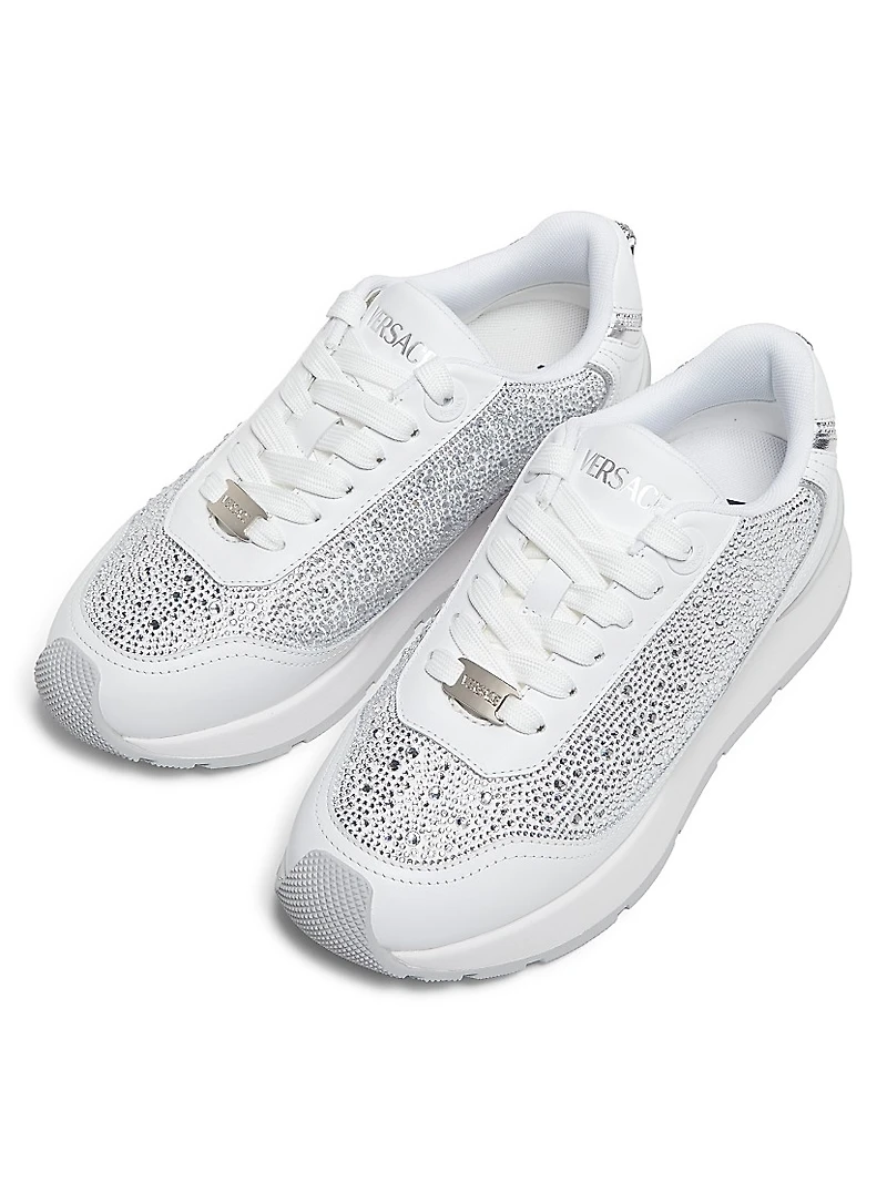 Embellished Leather Low-Top Sneakers