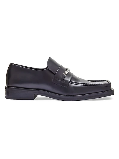 Square-Toe Leather Loafers