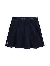 Little Girl's Pleated Denim Miniskirt