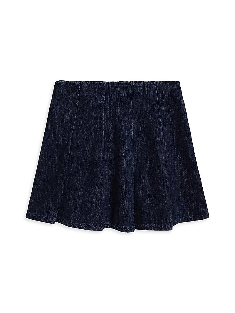 Little Girl's Pleated Denim Miniskirt