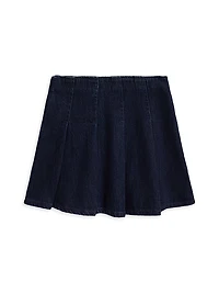 Little Girl's Pleated Denim Miniskirt