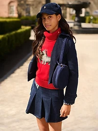 Little Girl's Pleated Denim Miniskirt