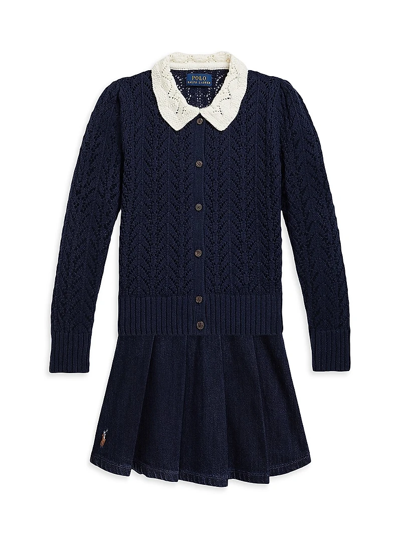 Little Girl's Pleated Denim Miniskirt