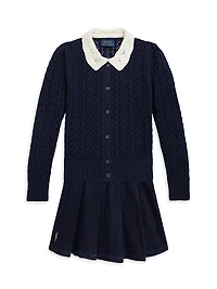 Little Girl's Pleated Denim Miniskirt