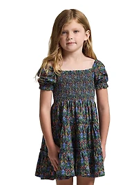 Little Girl's & Floral Smocked Cotton Top Skirt Set