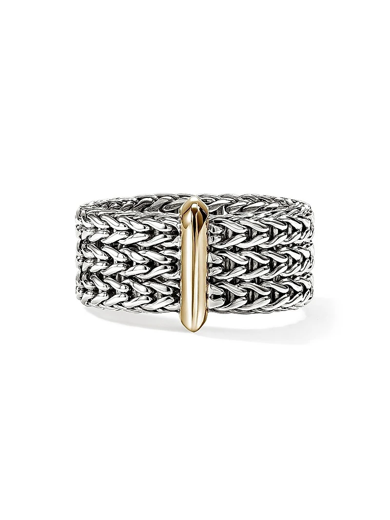Icon Sterling Silver & 14K Yellow Gold Chain Ring