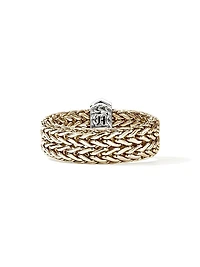 Icon 14K Yellow Gold, Sterling Silver & 0.16 TCW Diamond Chain Ring