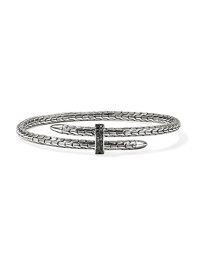 Spear Sterling Silver & Sapphire Flexible Cuff
