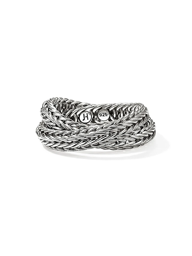 Icon Sterling Silver Crossover Chain Ring