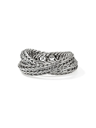 Icon Sterling Silver Crossover Chain Ring