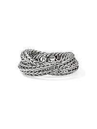 Icon Sterling Silver Crossover Chain Ring