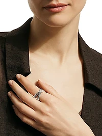 Icon Sterling Silver Crossover Chain Ring