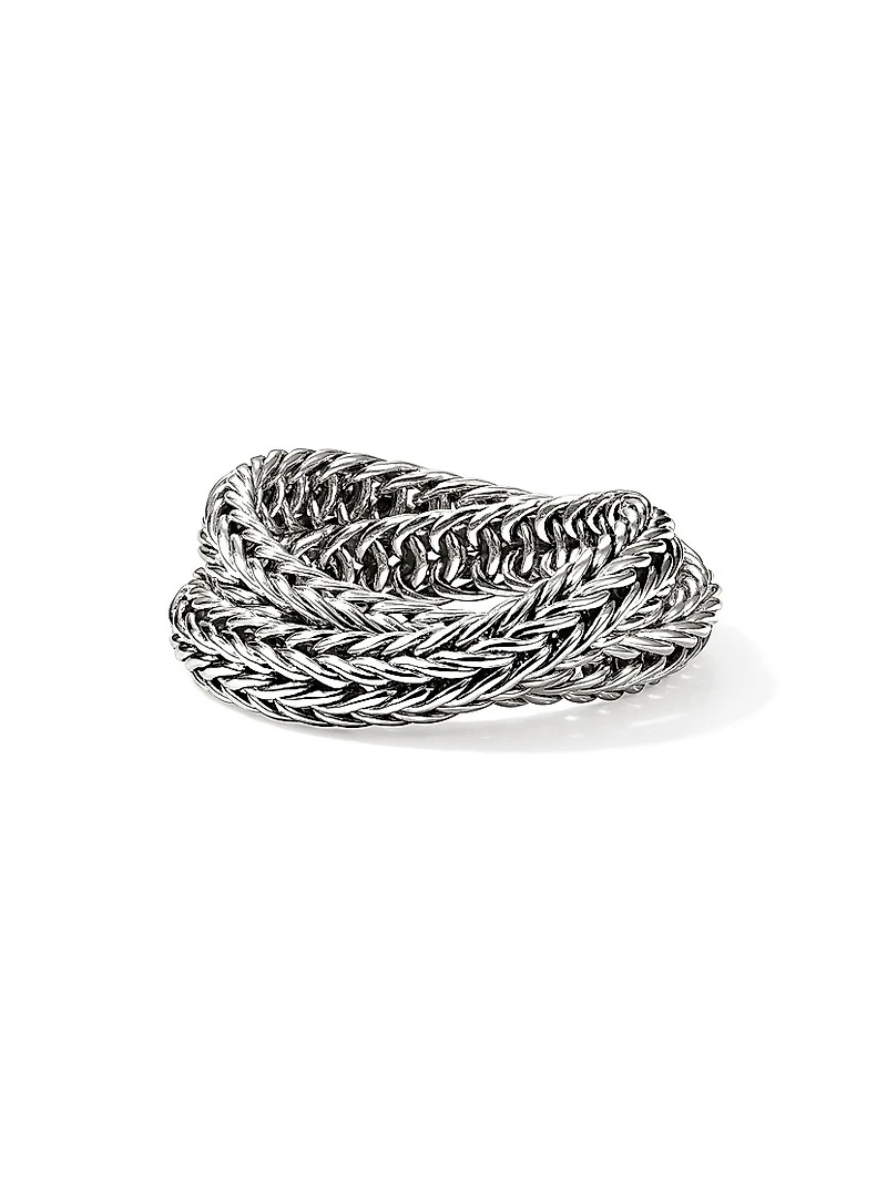 Icon Sterling Silver Crossover Chain Ring