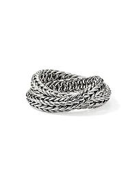 Icon Sterling Silver Crossover Chain Ring