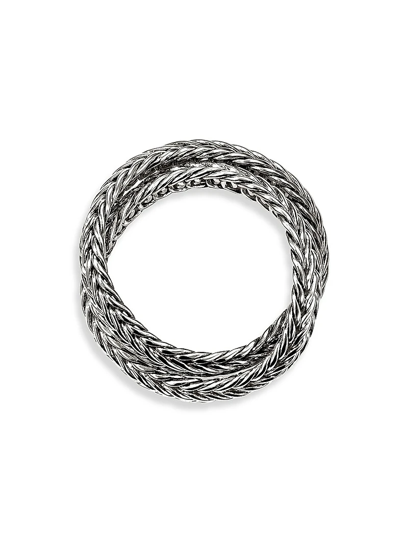Icon Sterling Silver Crossover Chain Ring