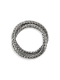 Icon Sterling Silver Crossover Chain Ring