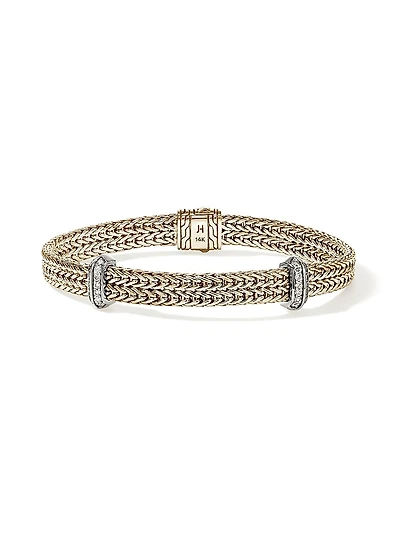 Icon 14K Yellow Gold, Sterling Silver & 0.33 TCW Diamond Chain Bracelet
