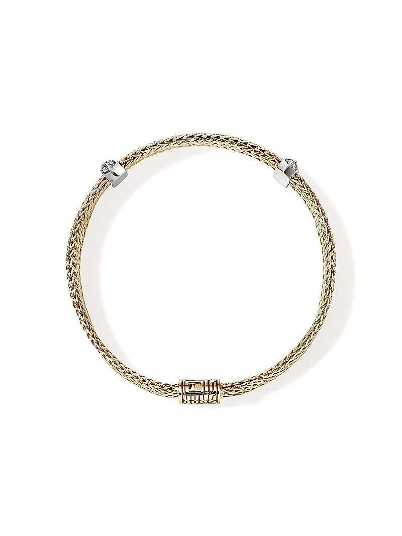 Icon 14K Yellow Gold, Sterling Silver & 0.33 TCW Diamond Chain Bracelet