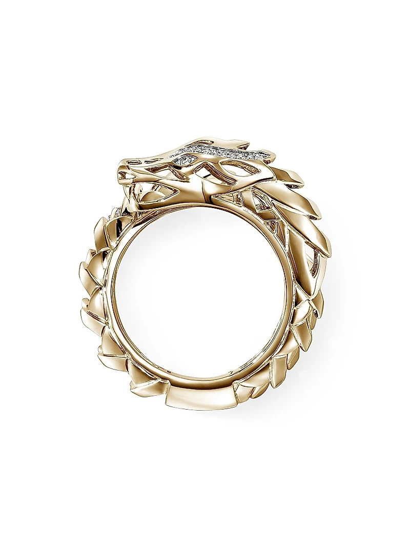 Naga Dragon 14K Yellow Gold & 0.27 TCW Diamond Wrap Ring