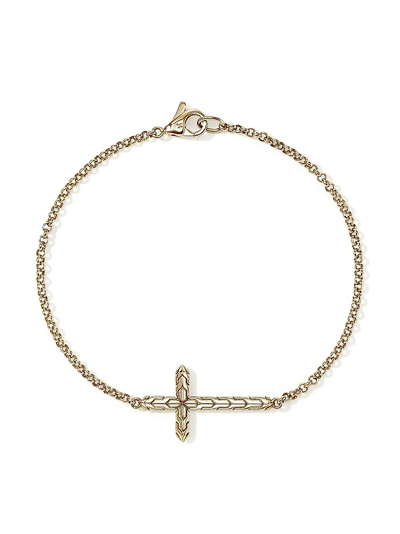 JH Essentials 14K Yellow Gold Cross Charm Bracelet