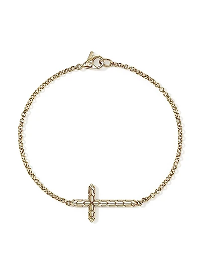 JH Essentials 14K Yellow Gold Cross Charm Bracelet