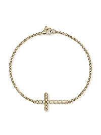 JH Essentials 14K Yellow Gold Cross Charm Bracelet