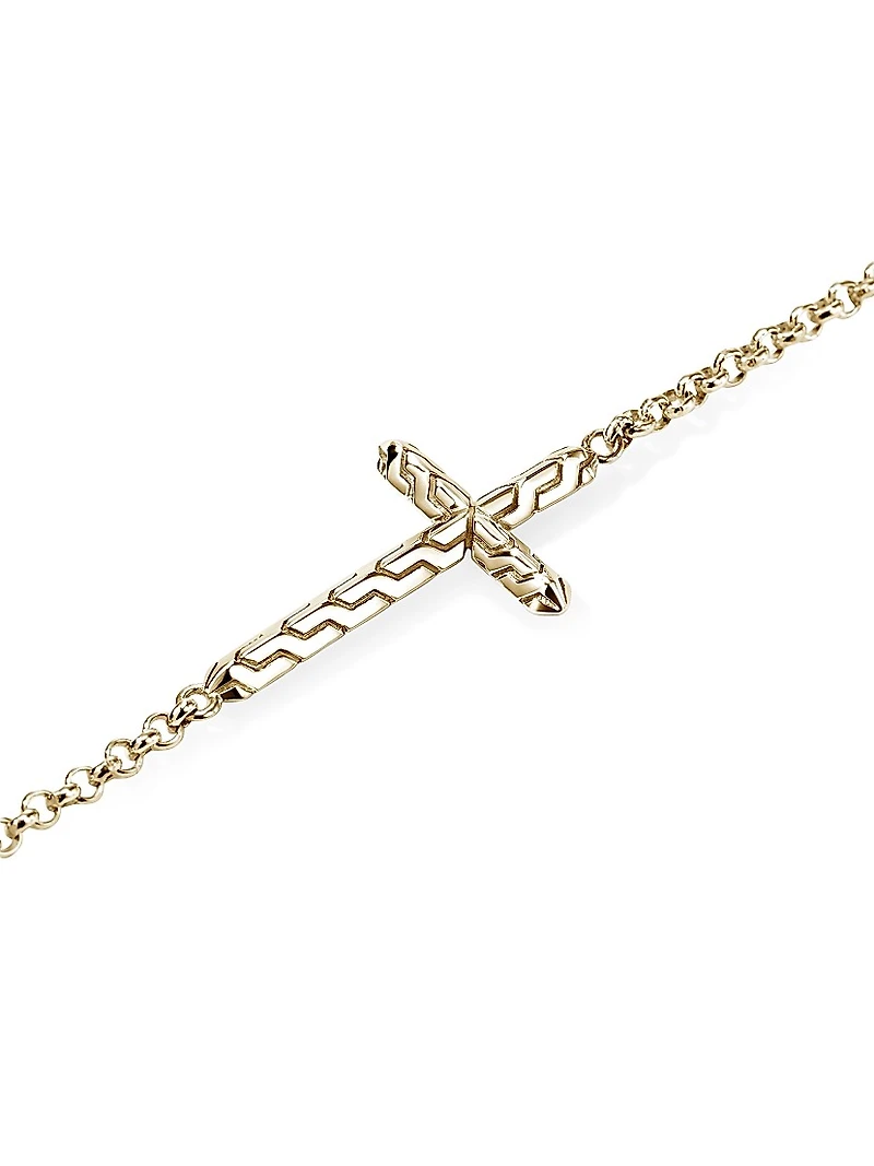 JH Essentials 14K Yellow Gold Cross Charm Bracelet