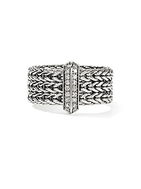 Icon Sterling Silver & 0.21 TCW Diamond Chain Ring