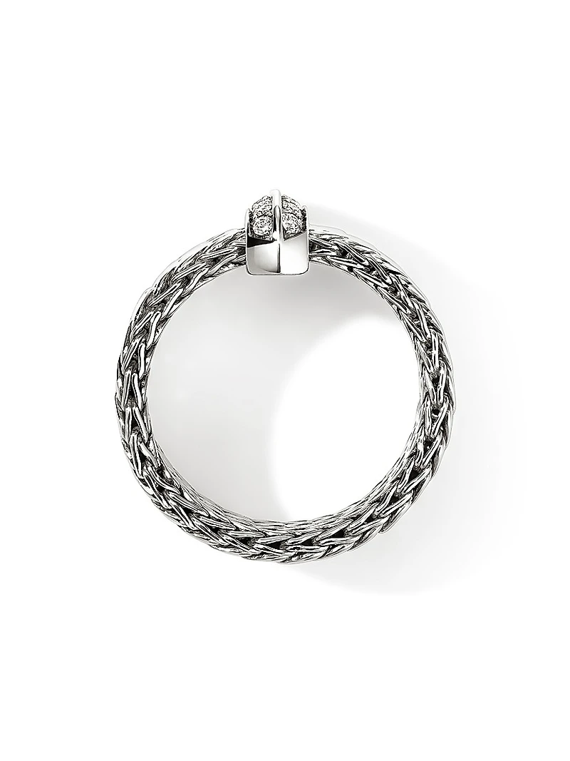 Icon Sterling Silver & 0.21 TCW Diamond Chain Ring