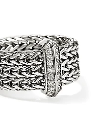 Icon Sterling Silver & 0.21 TCW Diamond Chain Ring