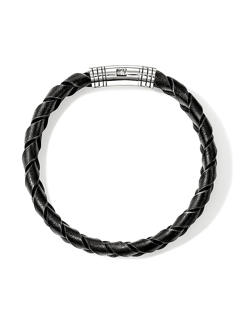 Sterling Silver & Leather Braided Bracelet