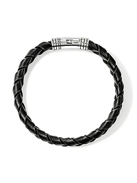 Sterling Silver & Leather Braided Bracelet