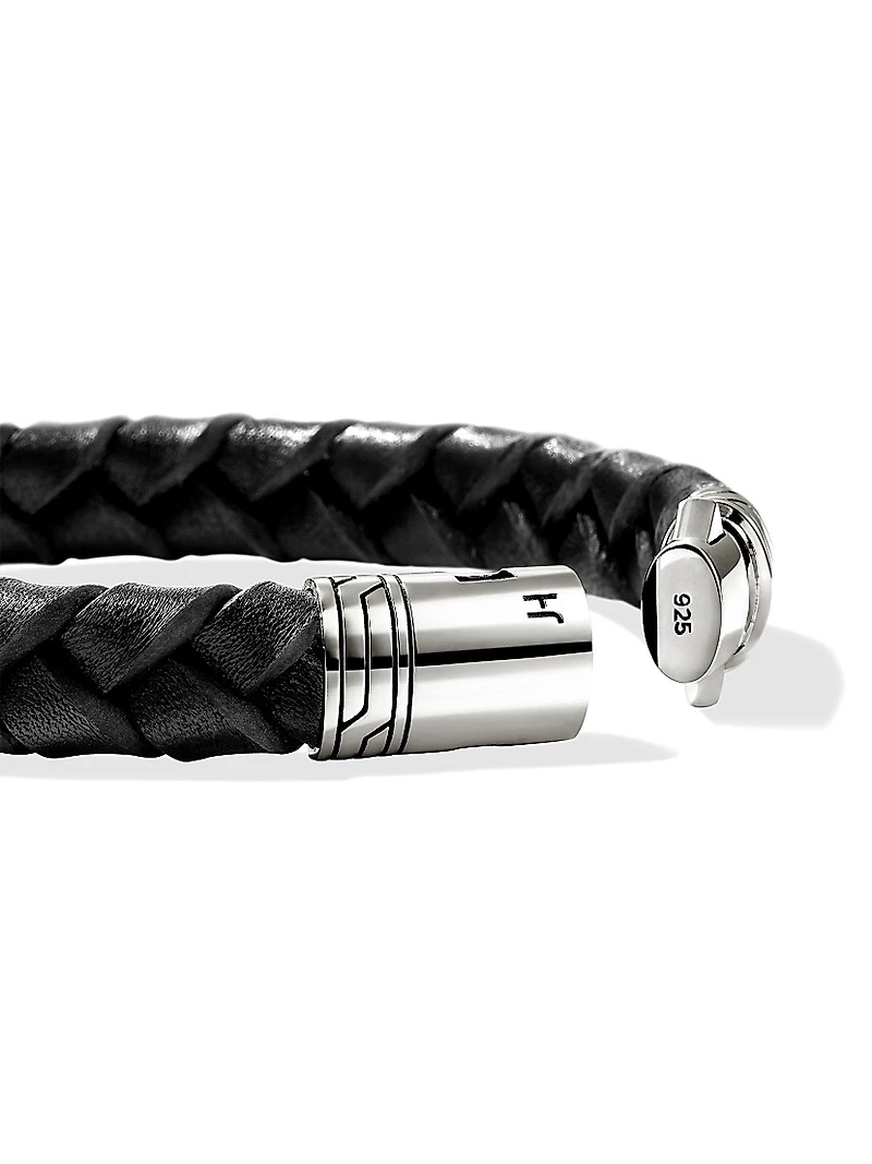 Sterling Silver & Leather Braided Bracelet