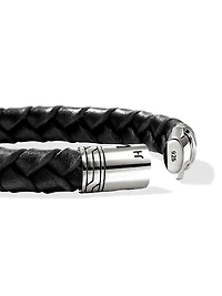 Sterling Silver & Leather Braided Bracelet