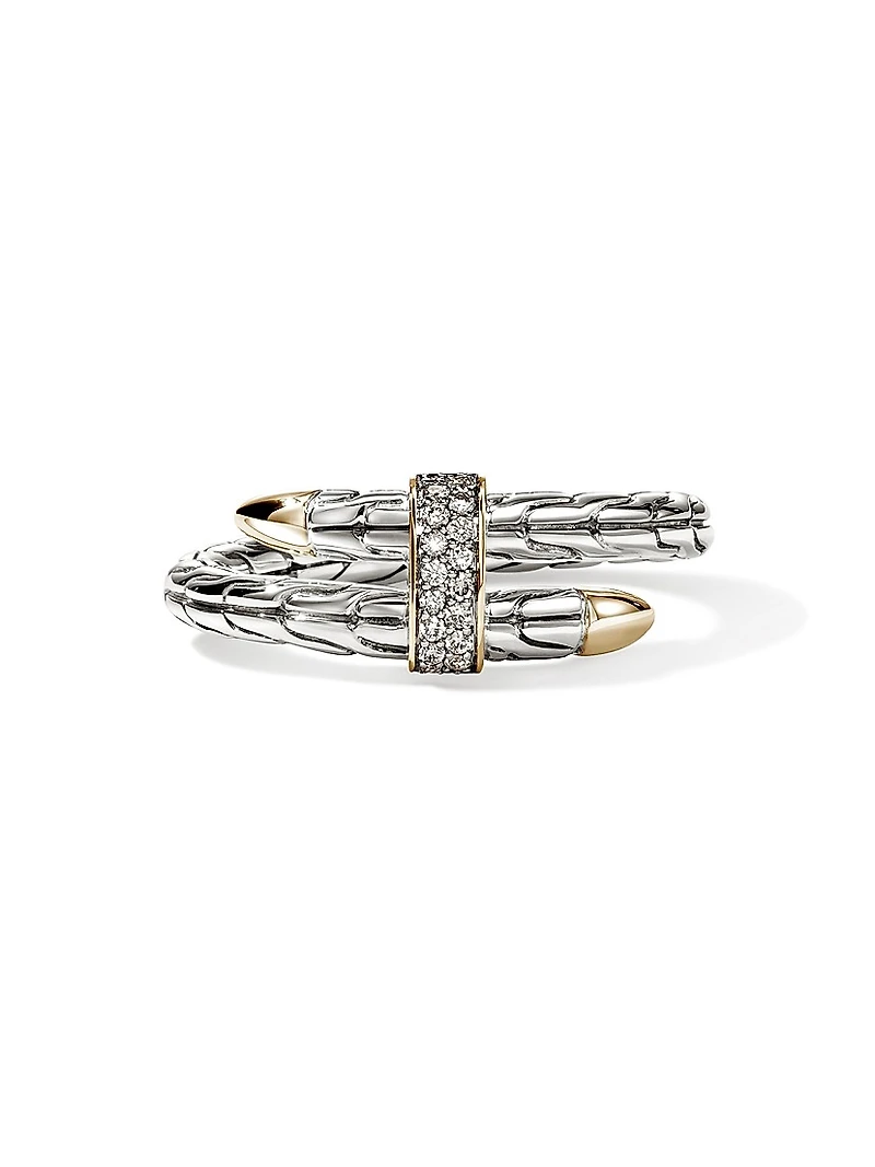Spear Sterling Silver, 14K Yellow Gold & 0.08 TCW Diamond Ring