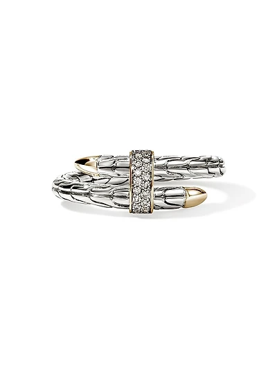 Spear Sterling Silver, 14K Yellow Gold & 0.08 TCW Diamond Ring