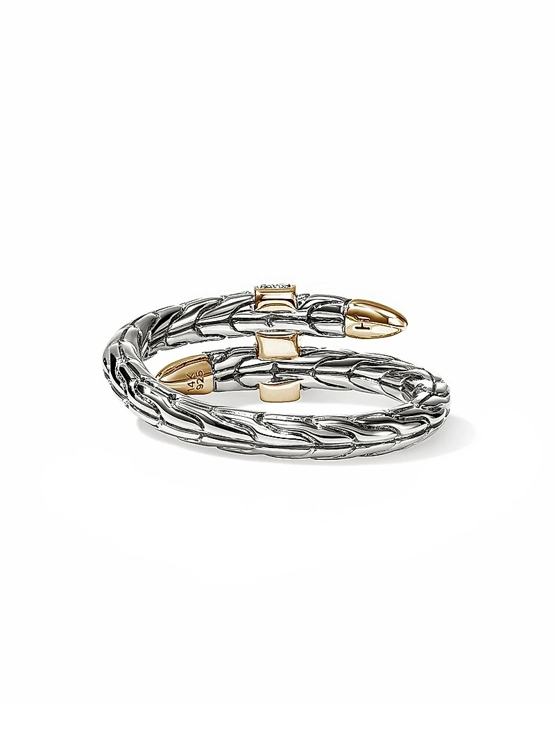 Spear Sterling Silver, 14K Yellow Gold & 0.08 TCW Diamond Ring