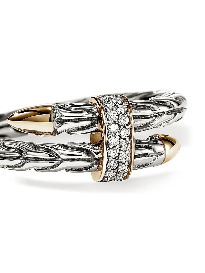 Spear Sterling Silver, 14K Yellow Gold & 0.08 TCW Diamond Ring