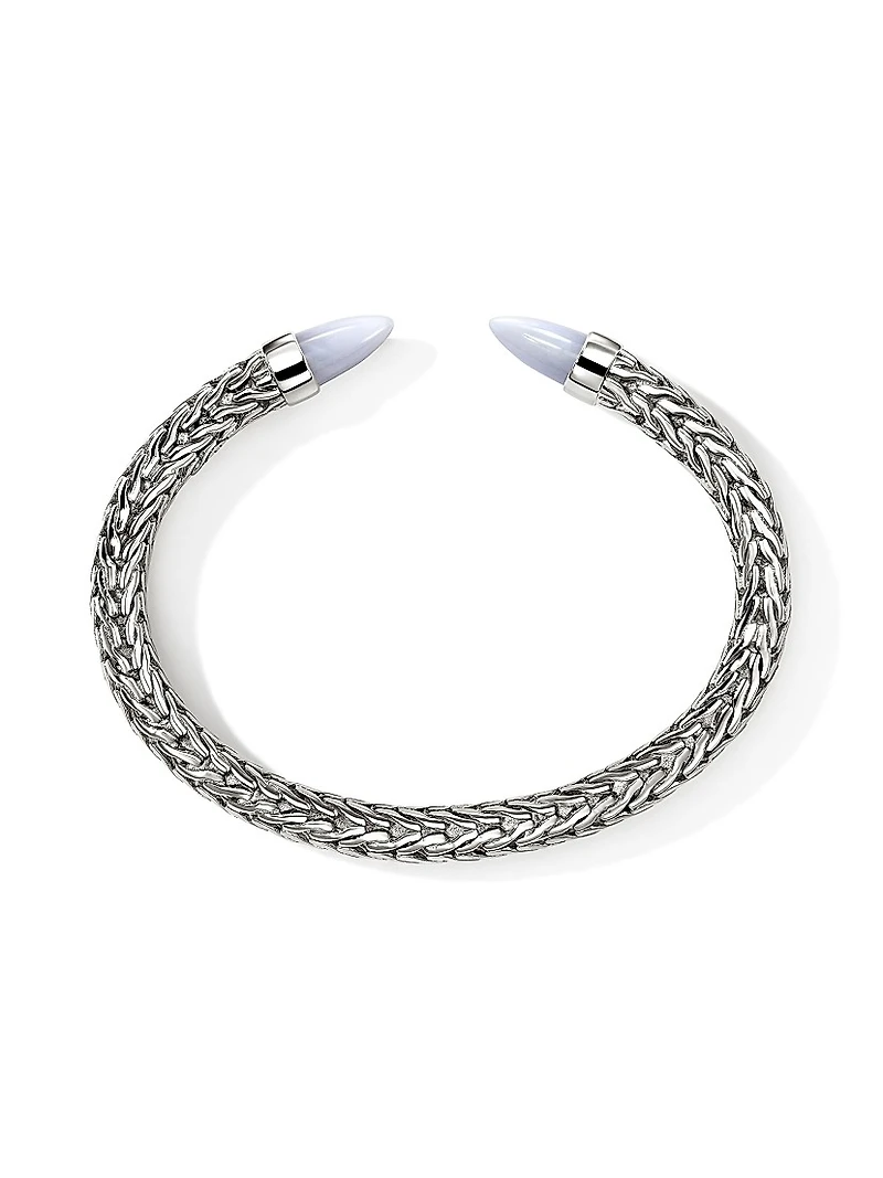 Spear 50 Sterling Silver & Gemstone Flexible Cuff