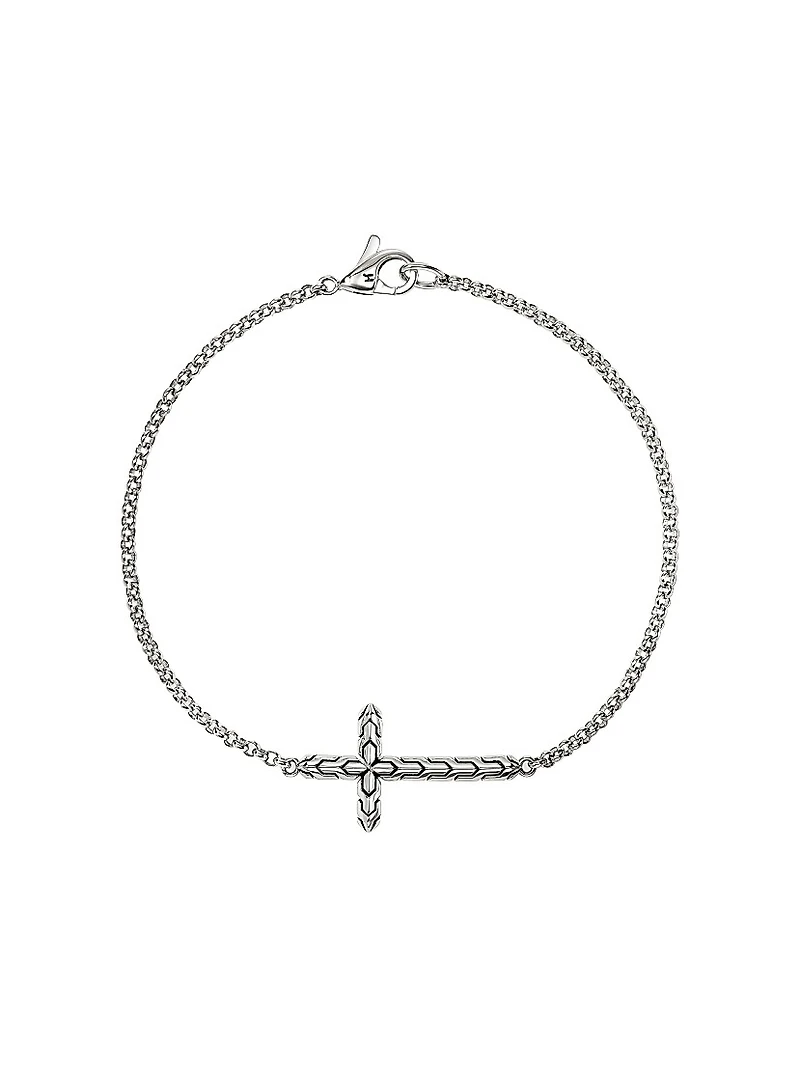 JH Essentials Sterling Silver Cross Charm Bracelet
