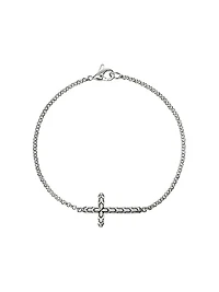 JH Essentials Sterling Silver Cross Charm Bracelet