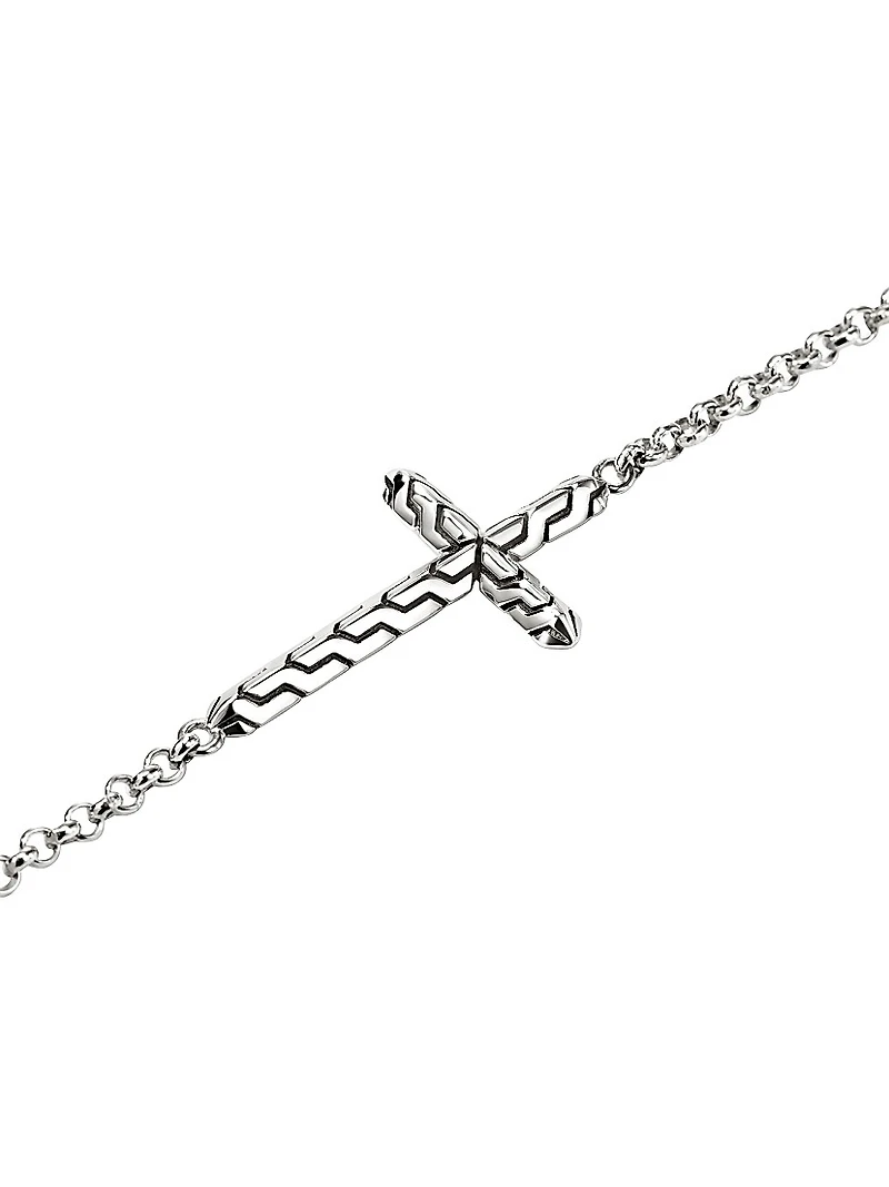 JH Essentials Sterling Silver Cross Charm Bracelet
