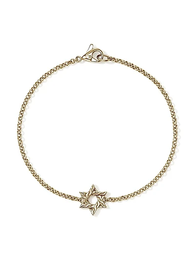JH Essentials 14K Yellow Gold Star Of David Charm Bracelet