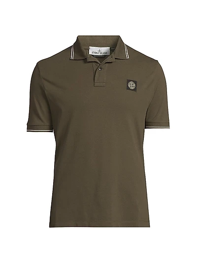 Logo Patch Stretch-Cotton Polo Shirt