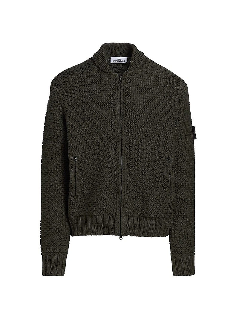 Wool Zip-Front Cardigan