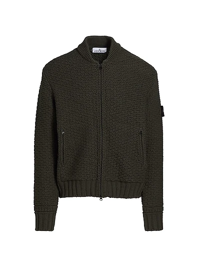 Wool Zip-Front Cardigan