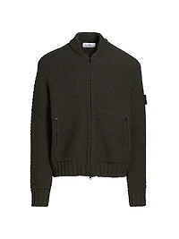 Wool Zip-Front Cardigan