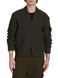 Wool Zip-Front Cardigan