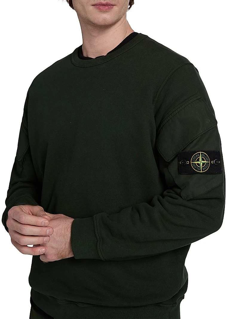 Pocket Cotton Crewneck Sweatshirt